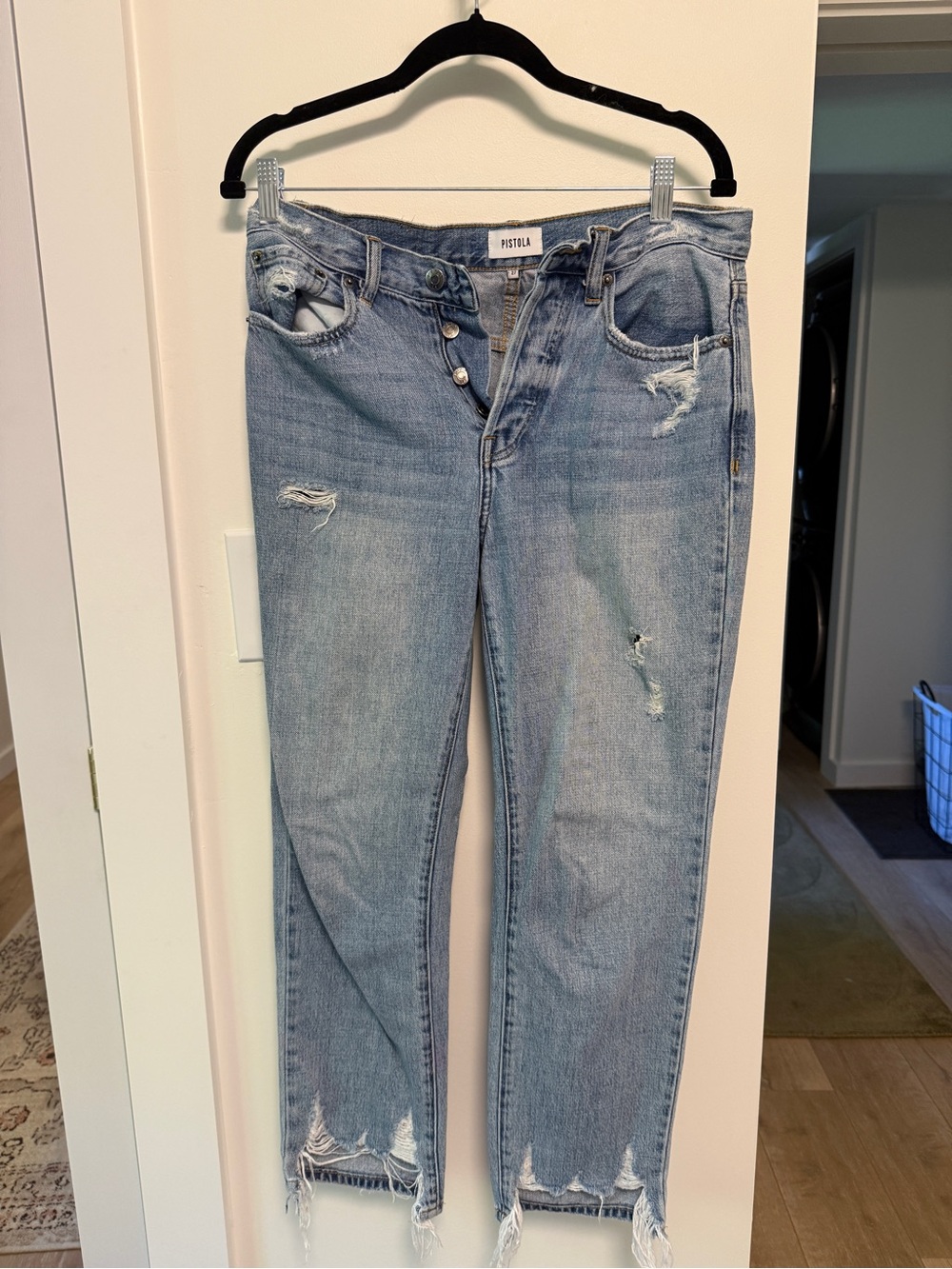 pistola Light Blue Distressed Ankle Jeans